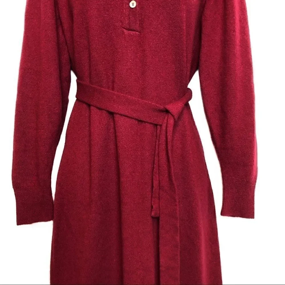 VINTAGE  100% Cashmere Dress Orvis by Jacques deLoux in Cranberry Women’s Small - Picture 4 of 10